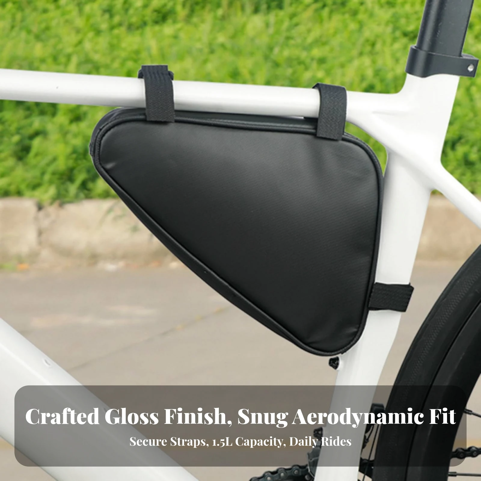 Two-Wheeled Vehicle Frame Corner Bag Compact Waxed Material Bike Frame Bag with Hook-and-Loop Straps Portable Secure Attachment