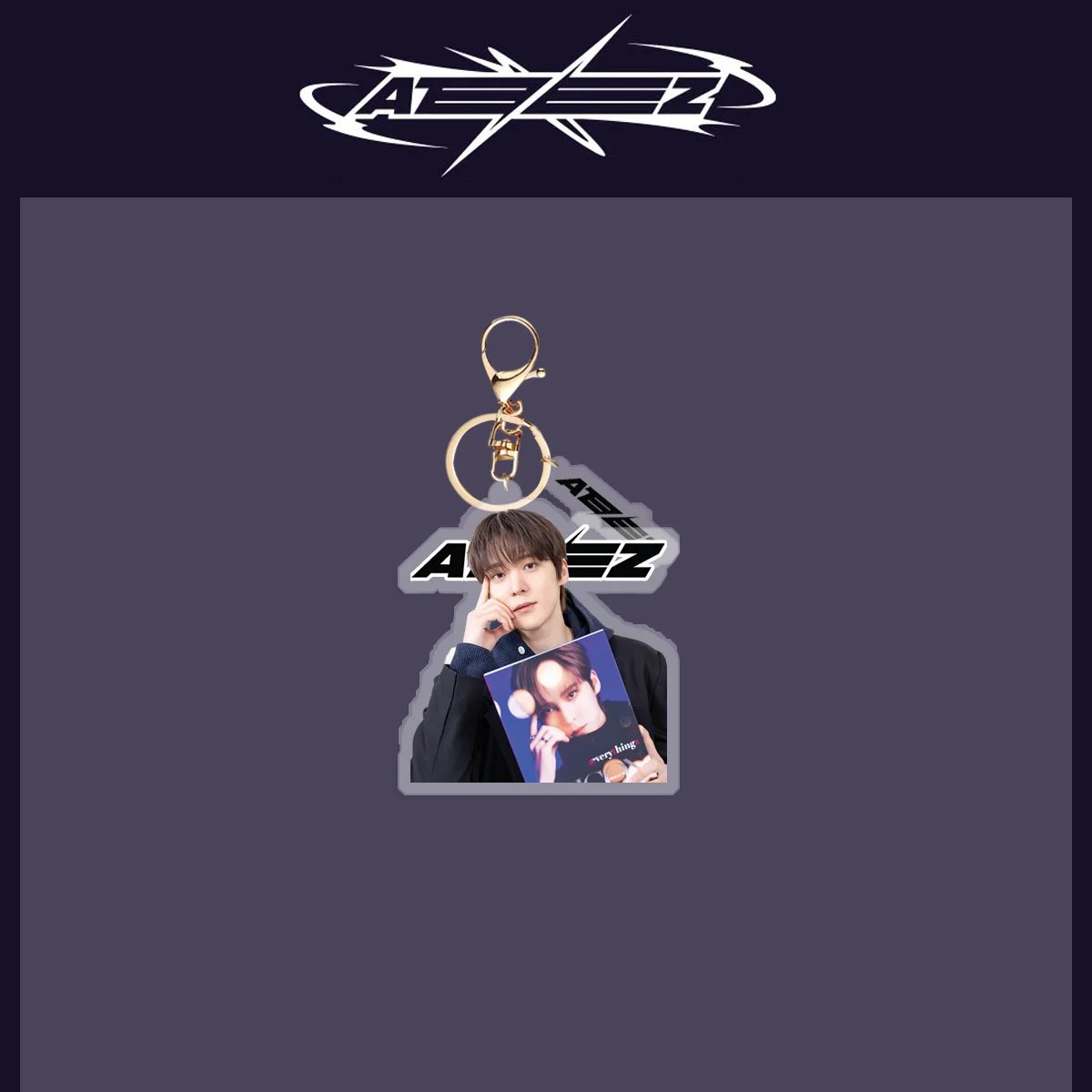 B ATEEZ 'New Acrylic Keychain Gold Hong Zhong Ding Runhao Jewelry Pendant