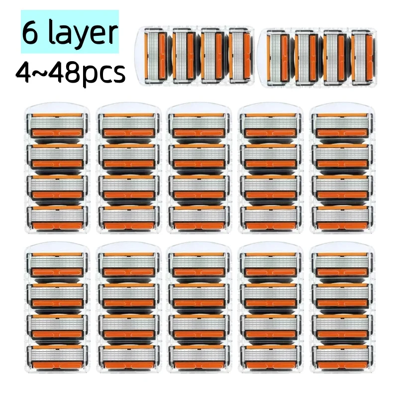 Manual Shaver,Men's Razor Blades, 6-Layer Stainless Steel Blades, Razor Blades Refills For FUSION, Manual Razor For Daily Use