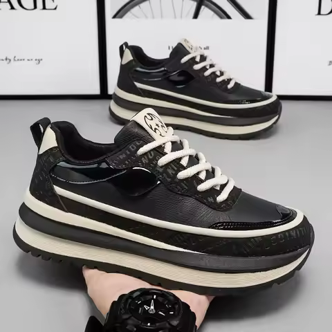 PARZIVAL Men Sneakers Casual Shoes Fashion Outdoor Sports Shoes Runner Tenis Trainer Leather Running Shoes Breathable Men Shoes