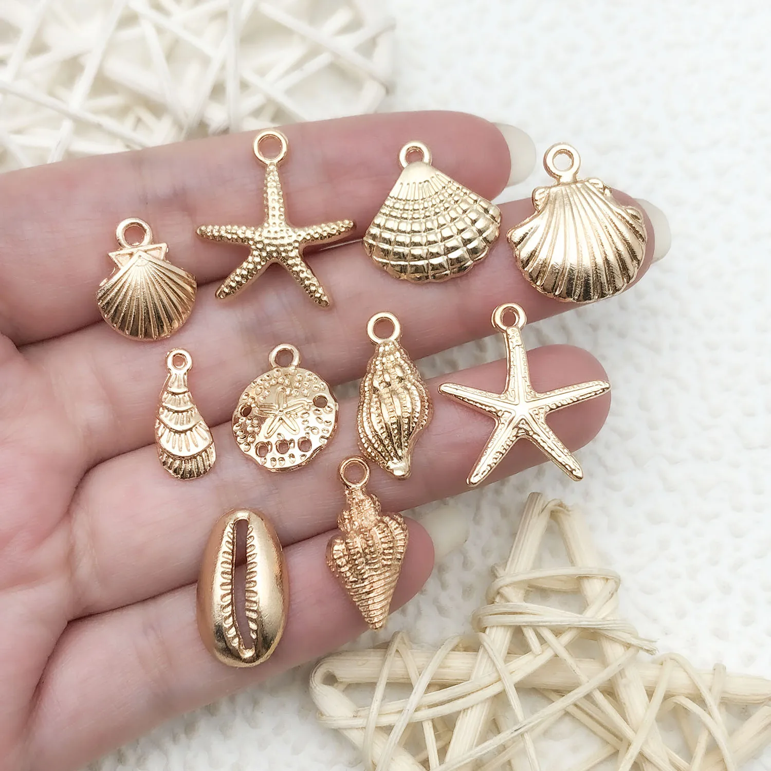 Mix 16 pieces of KC Golden Sea Star series, DIY jewelry making craft accessories, Halloween and Christmas fashion accessories