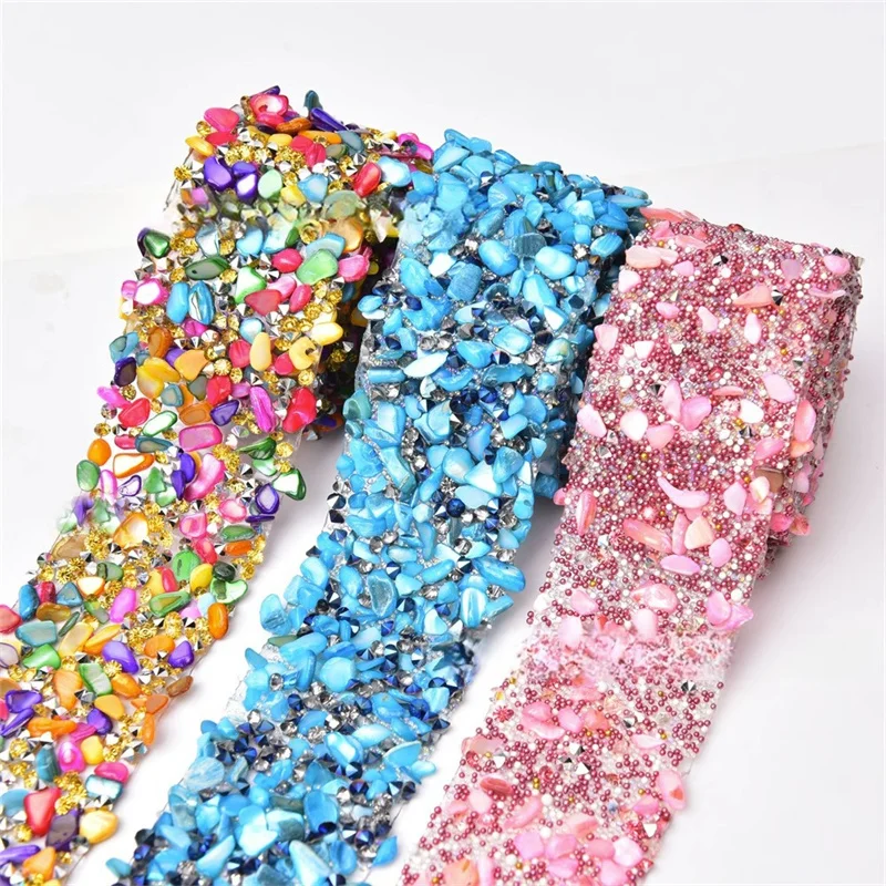 1 Yard Rhinestone Trim Crystal Motif Strass Hot Fix Rhinestone Tape Iron On Applique for DIY Dress Wedding Clothing Accessories