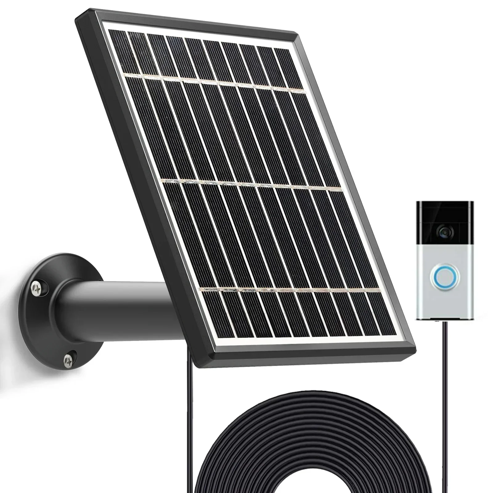 Solar panel for Ring Video Doorbell 1(1st Gen&2nd 2020)3.5W Output,Aluminum Alloy Bracke mount 13ft power cable