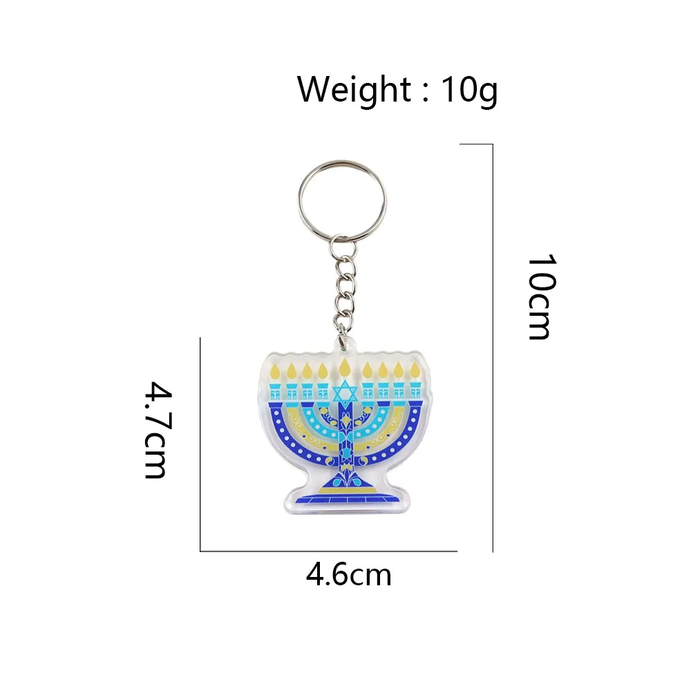 Hanukkah Menorah Acrylic Double Sided Keychain Happy Hanukkah Key Ring Creative Candlestick Pendant Gift For Holiday