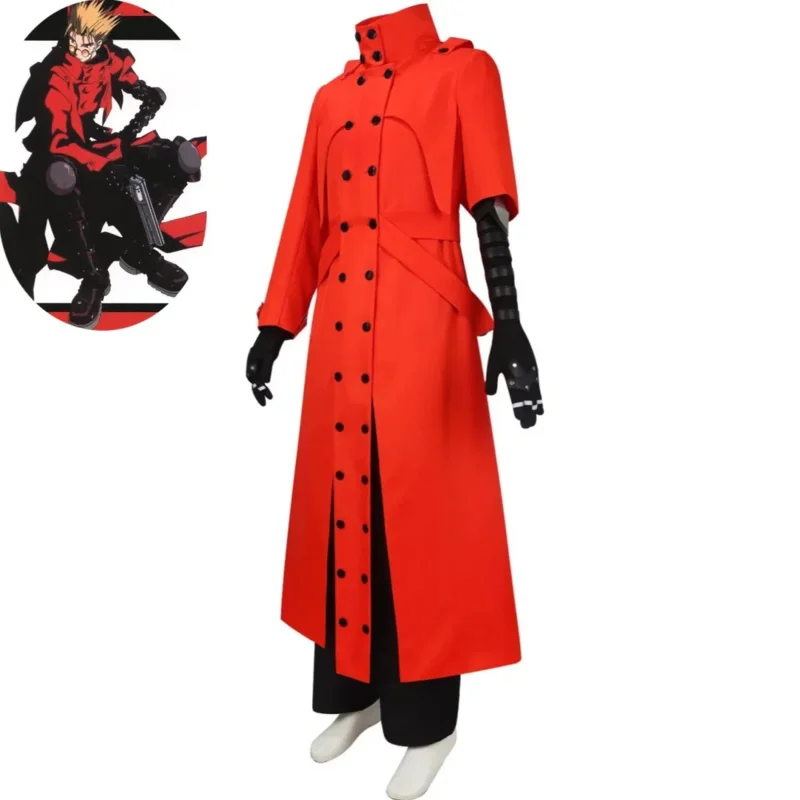 2025 ♥   새로운 애니메이션 Trigun Vash The Stampede 코스프레 의상 가발 롱 레드 윈드 브레이커 코트 유니폼 성인 남자 할로윈 카니발 ☆ ★