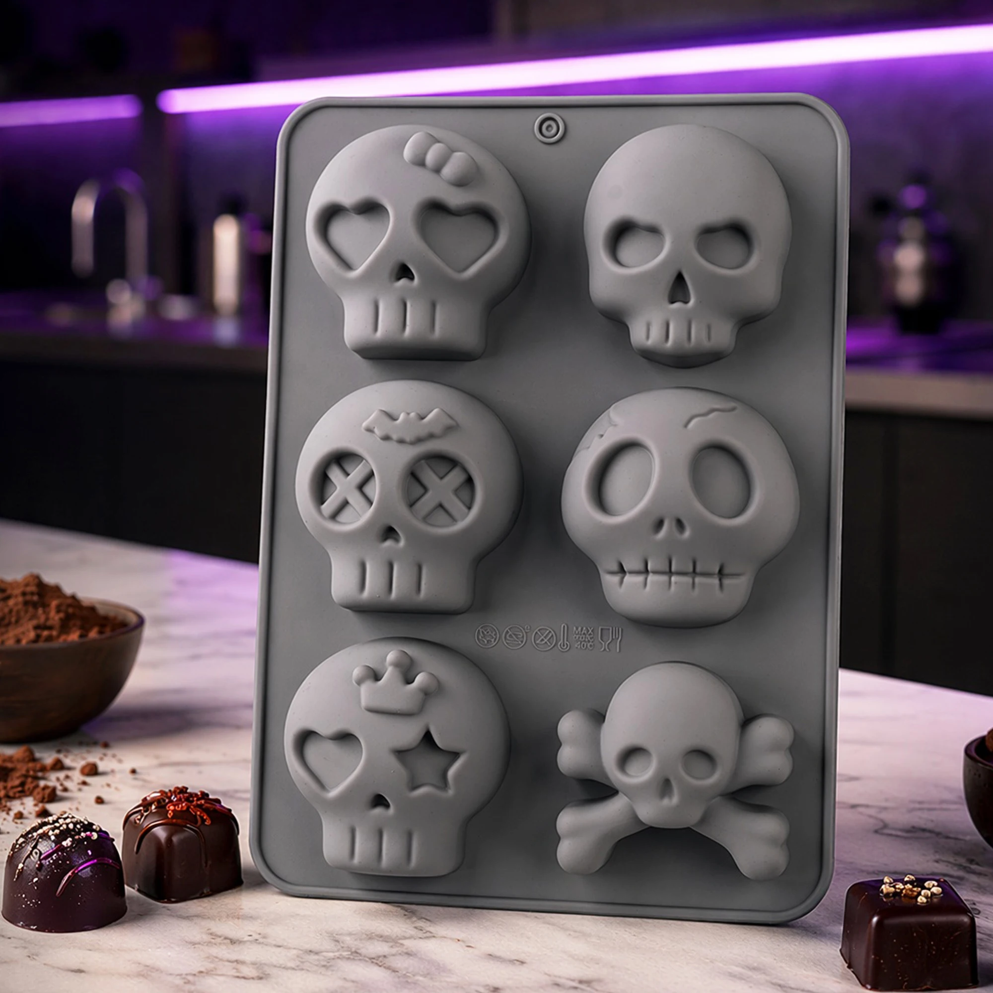 1 Stück Silikon-Totenkopf-Süßigkeitenform Antihaft-Dickwandige Kuchen- und Eisform für Schokolade, Mousse, Pudding, Gelee, Backen für Partys