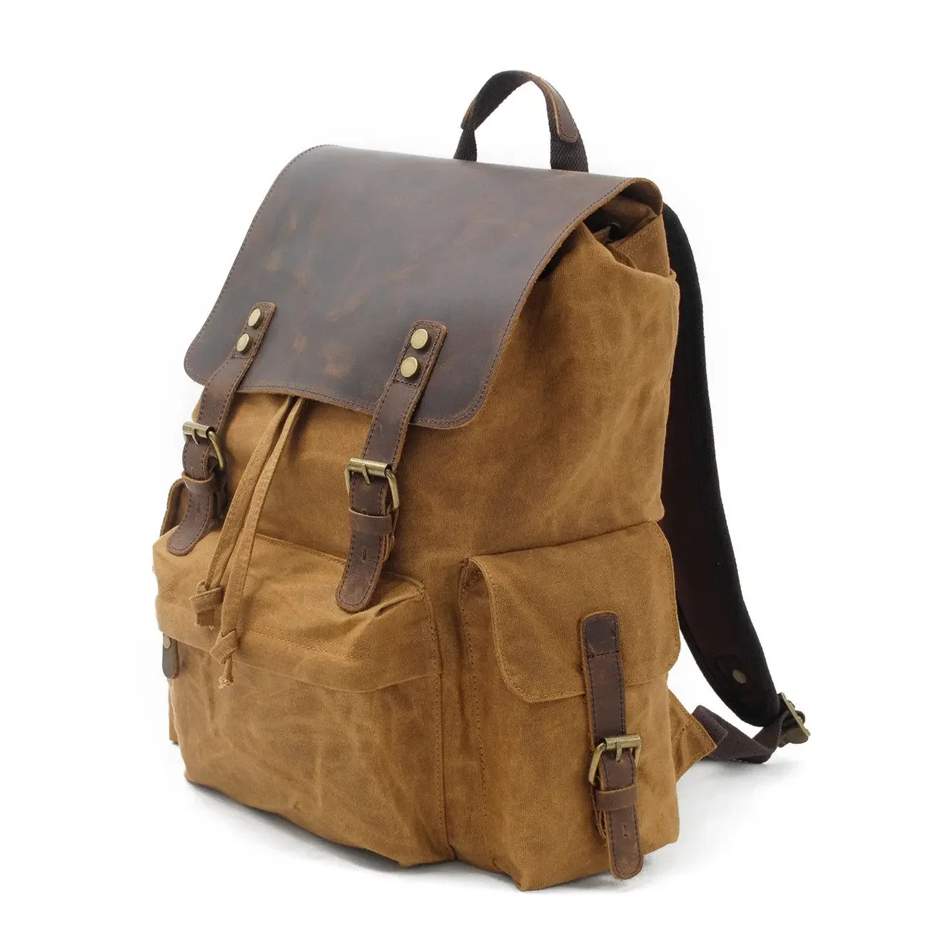 

Waterproof rucksack retro mountaineering oil wax canvas pepper salt backpack