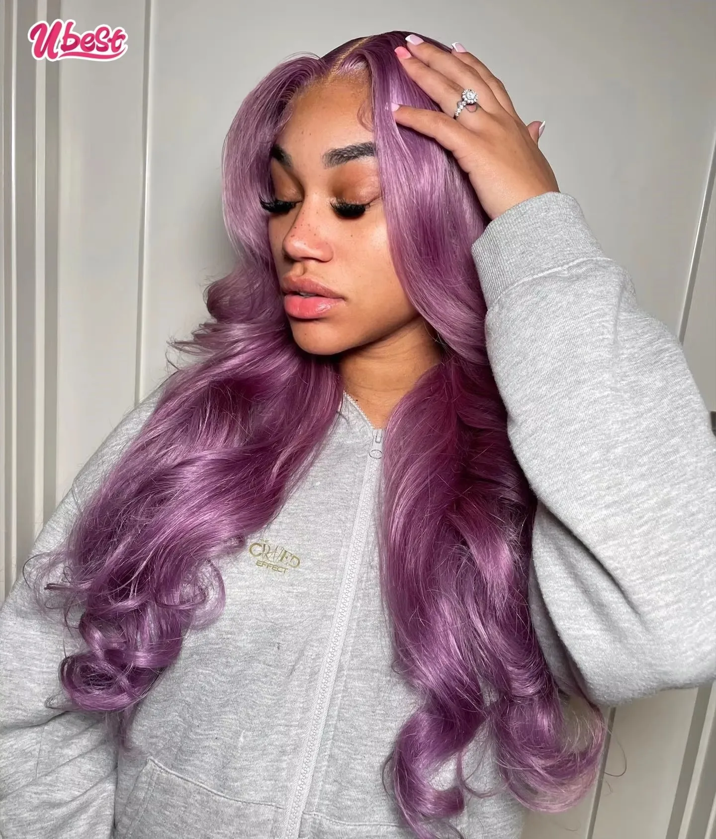 

Ubest Purple Colored Body Wave 13x6 13X4 Lace Front Wigs Brazilian 100％ Human Hair Transparent Wig Pre Plucked For Black Women