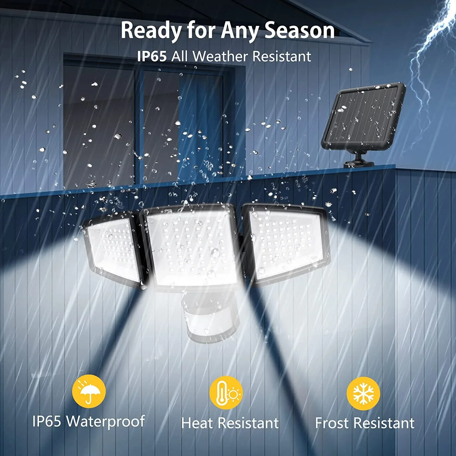 IP65 Waterproof Outdoor Solar Light - 3000LM Motion Sensor Flood Light with Remote Control for Outdoor Garage Patio