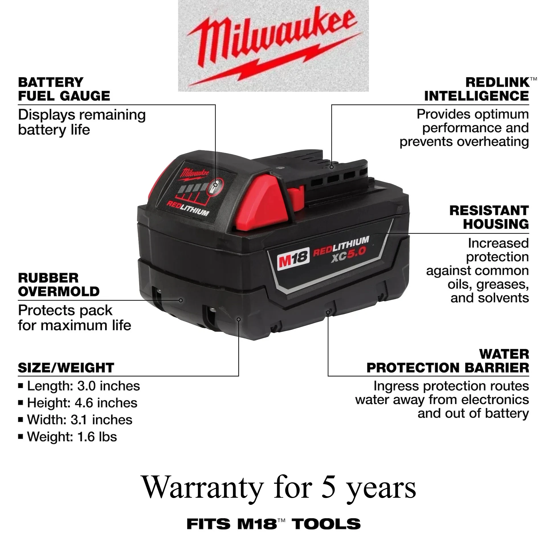 

100% original Milwaukee M18 XC 18V 8.0Ah, for Milwaukee tool Rechargeable battery 18V 48-11-2830 21700 cell M18 battery