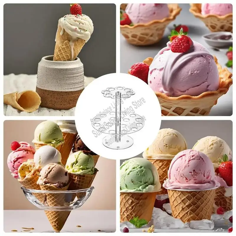 

Transparent Ice Cream Stand Cake Cone Holder Baking Kitchen Tools Acrylic Wedding Buffet Food Display Stand With 2 Layer-A45M