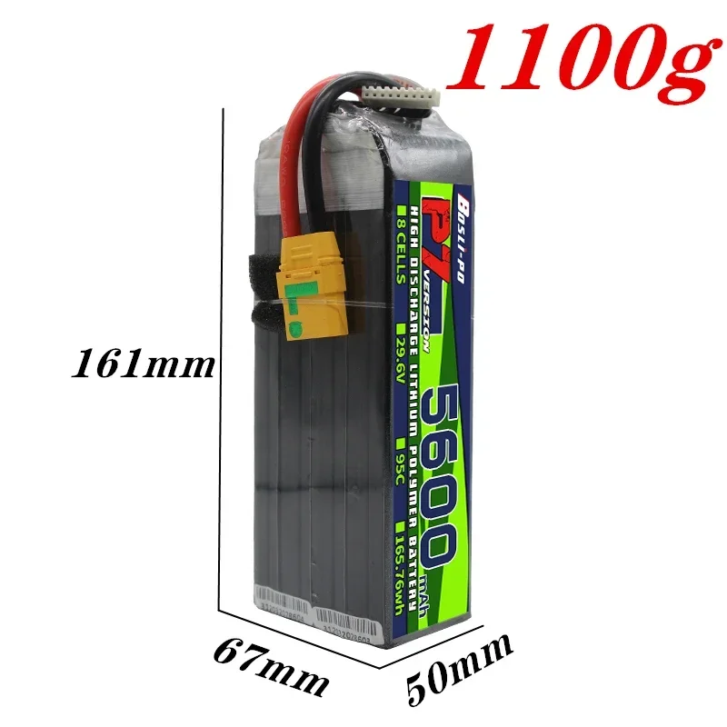 Atualize a bateria LiPo de 29,6 V 5600mAh 95C 8S para helicóptero RC Quadcopter FPV Racing Parts s