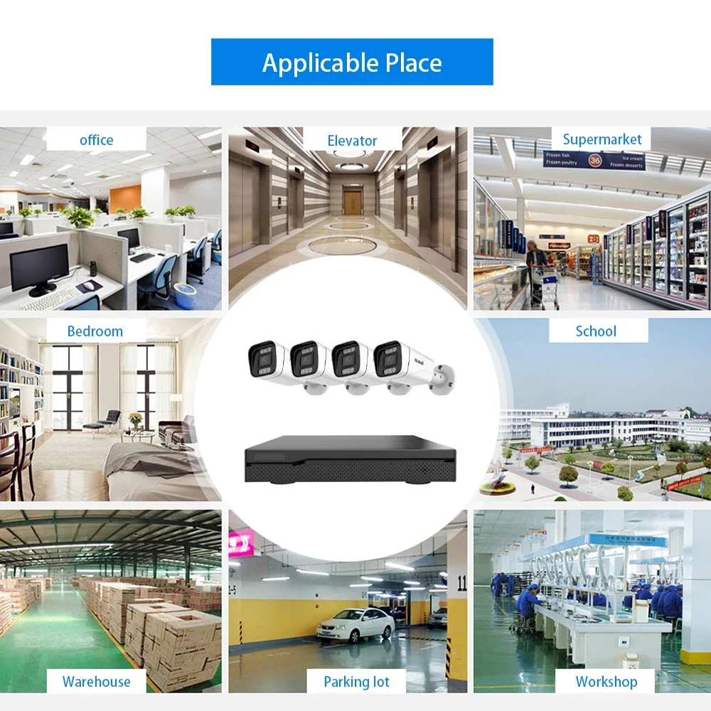 JideTech H.265 8-kanaals 5MP PoE-beveiligingscamerasysteem Menselijke detectie Buiten Waterdicht IP66