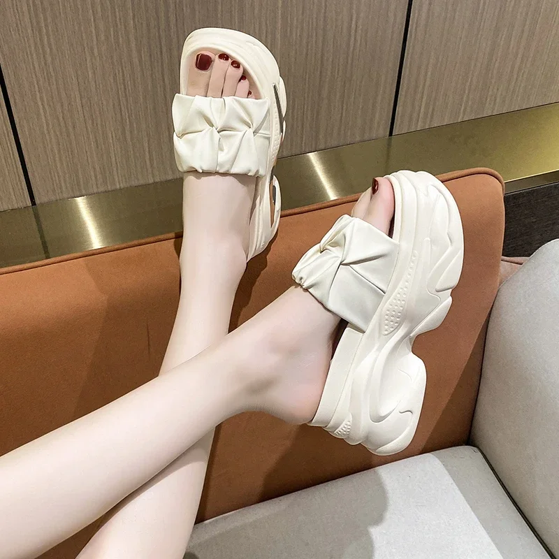 Summer Women Slippers Flip-Flops Ladies Beach Bling Chunky Shoes Wedge Heels Sandals Woman High Platform Slippers 9CM