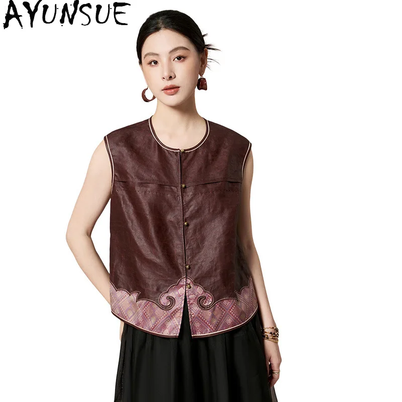 AYUNSUE 100% Real Mulberry Silk Vest Women Vintage Sleeveless Shirt 2026 Summer Clothes Casual Womens Tops Жилет Женский