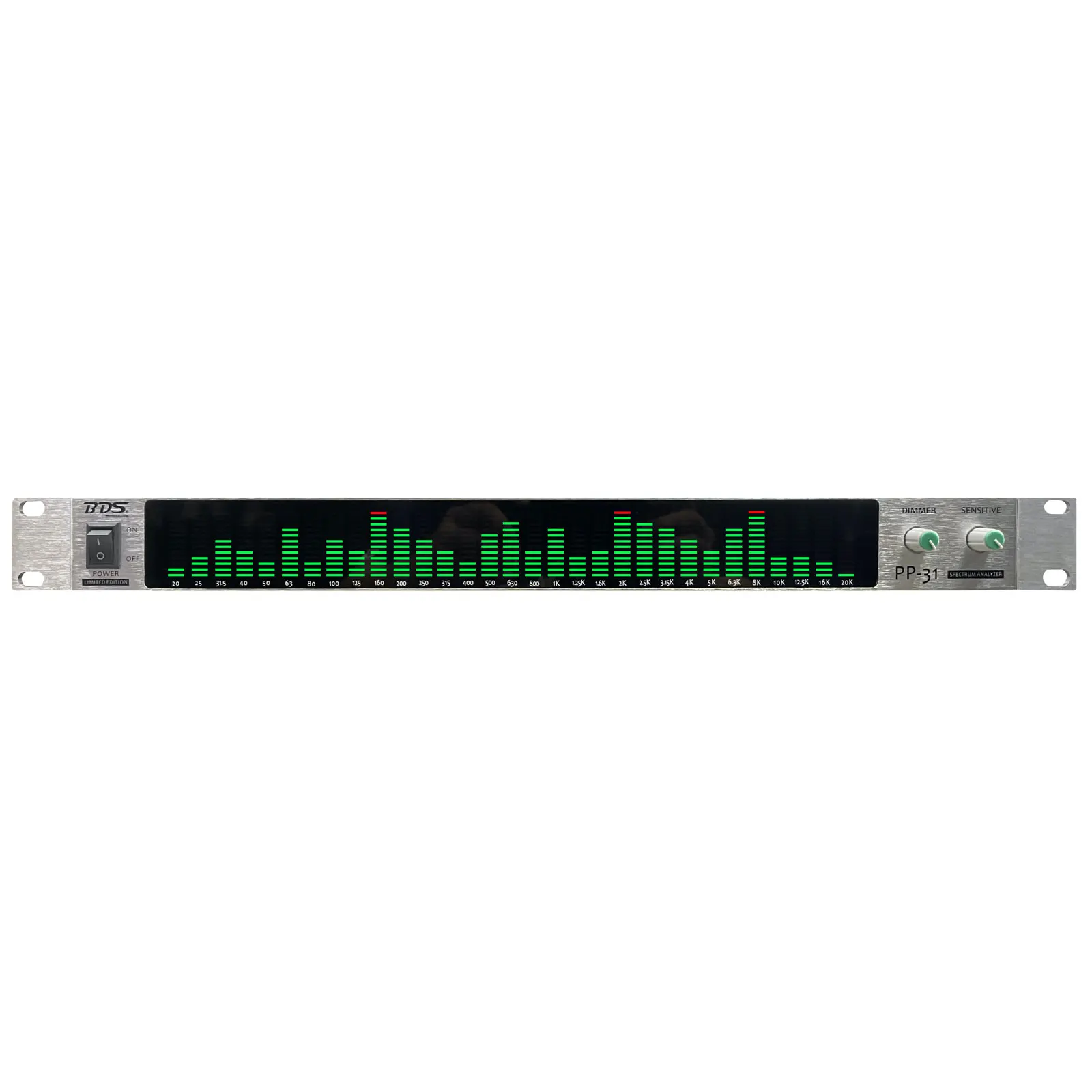 

BDS PP-31 Digital Audio Spectrum Analyzer Display 1U Music Spectrum VU Meter 31 Segments (Silvery Panel + Green/Blue LED)
