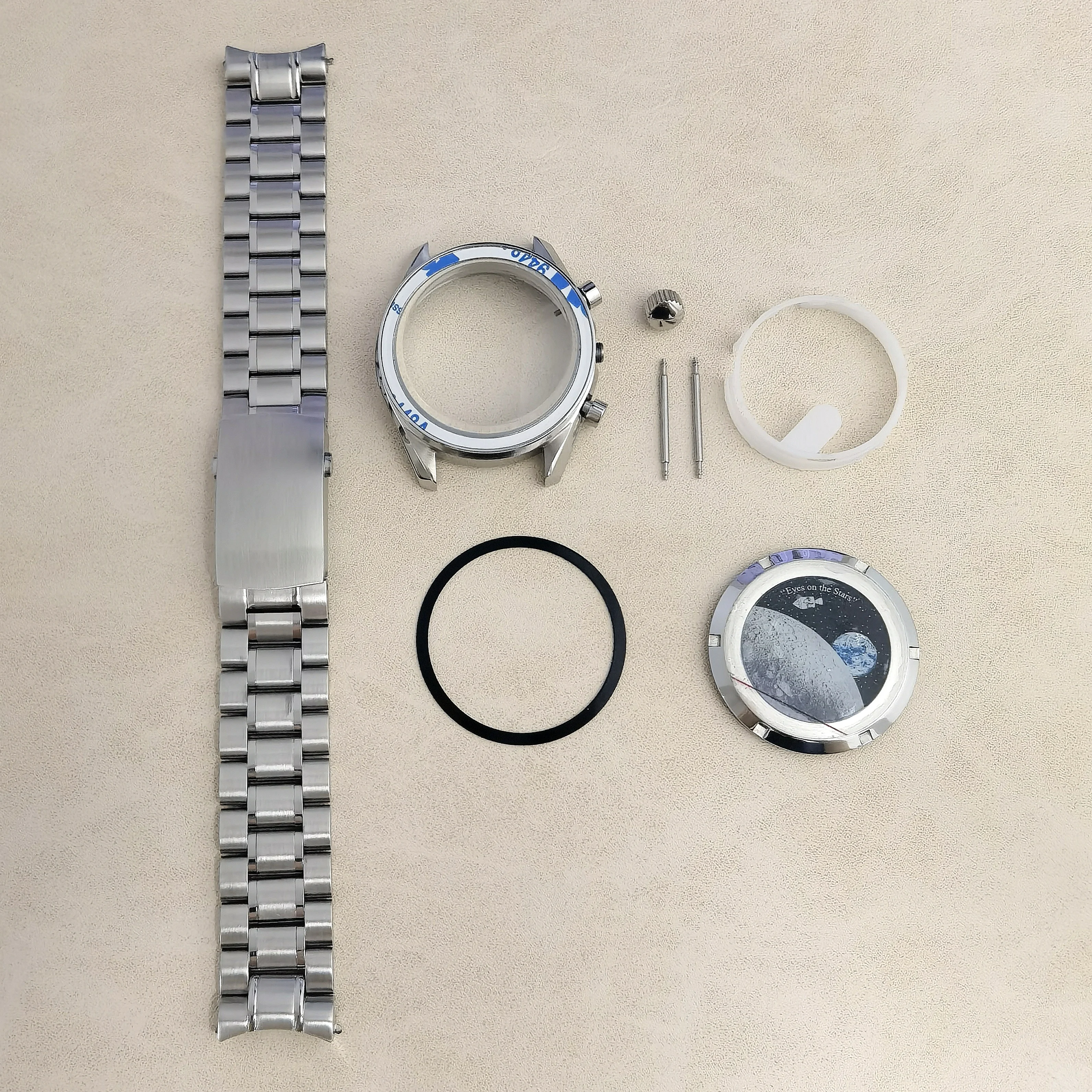 VK63 40 مللي متر حافظة من الفولاذ المقاوم للصدأ حزام VK63 حافظة القمر الغطاء الخلفي صالح VK63 حركة الكوارتز الذهب كلمة الحافة ساعة اكسسوارات