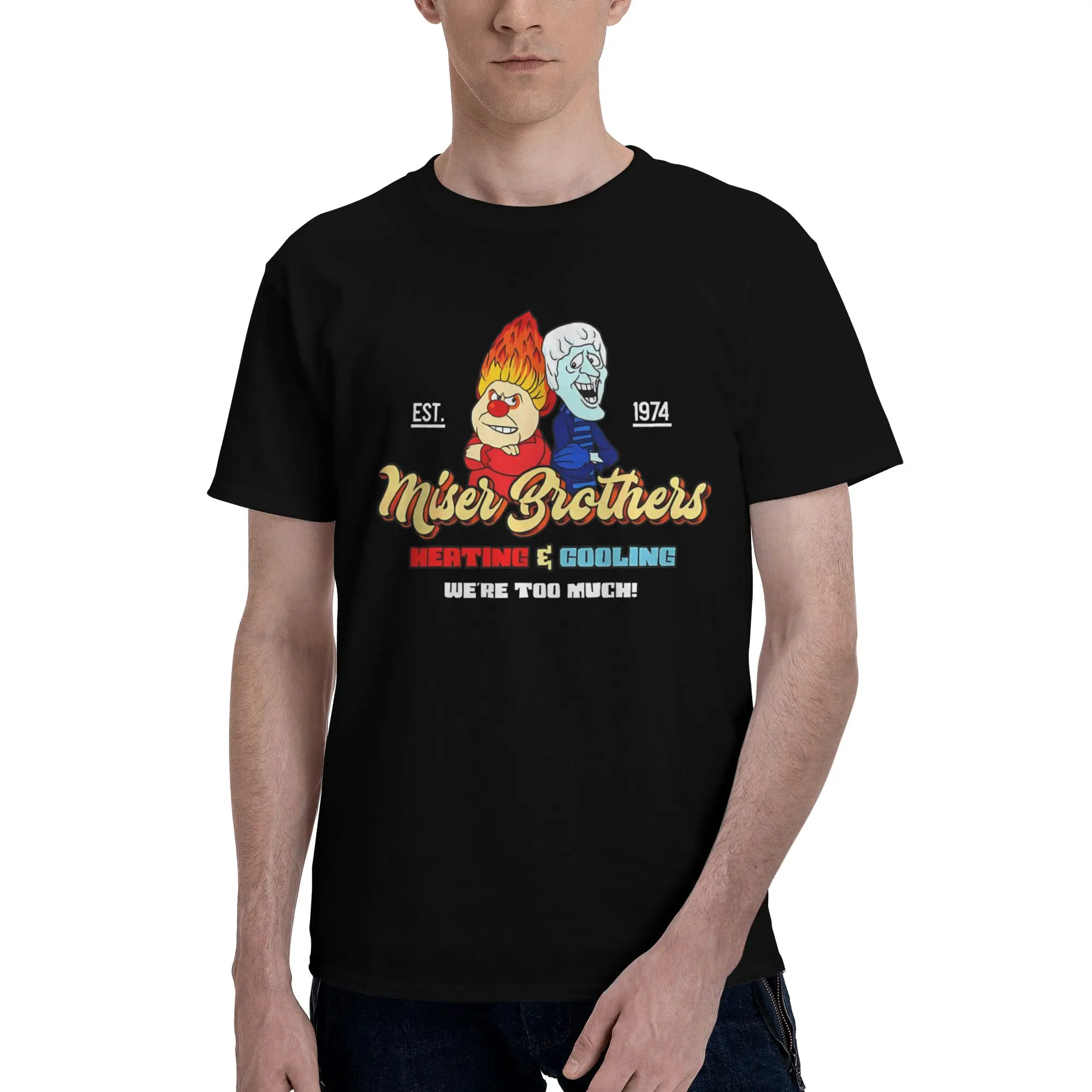 Heating Cooling We'Re Too Much For Brothers  Graphic Funny 100% Cotton T-Shirt Miser Brothers Tees Tops For Men