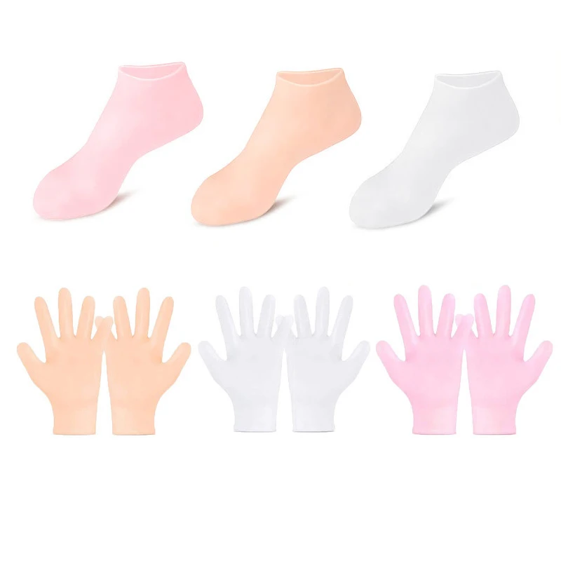 Reusable SPA Gel Gloves & Foot Spa Pedicure Silicone Socks Moisturizing Whitening Exfoliating Silicone Sock For Dry Cracked Feet