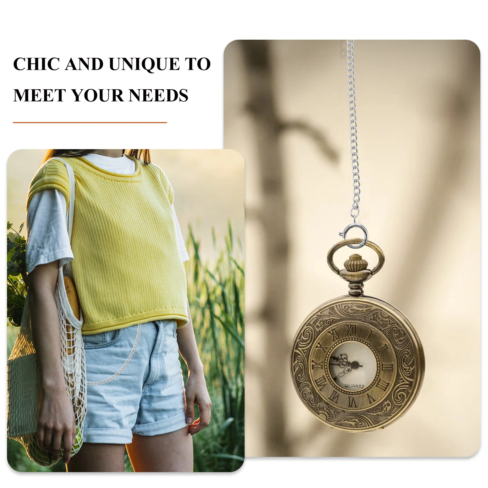 Jewelry Hanging Chain Old-fashioned Pocket Watch Jeans Clothes Buckle Metal Electroplated