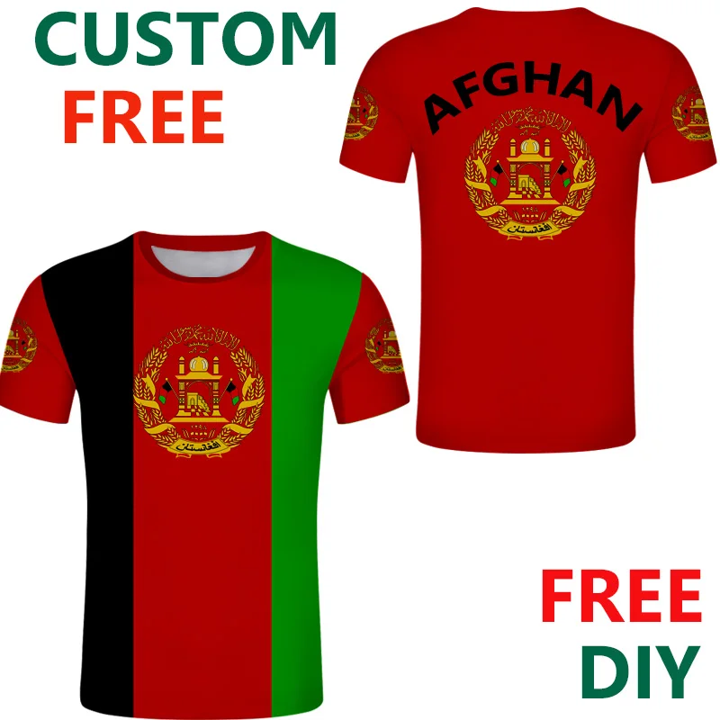 Afghanistan Flag T Shirt Free Custom Pashto Text Islam Male Printed T Shirt ISLAMIC Jersey Casual Crew Collar Child T Shirt Tops