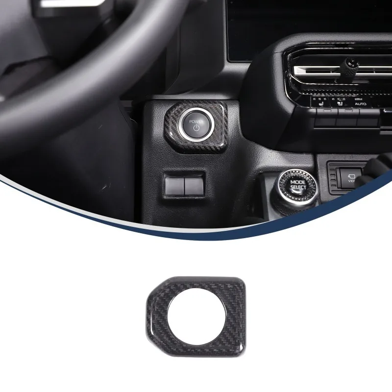 Real  Carbon Fiber Car one-touch start stop button cover  For 2024+ Toyota Prado car Interior  Accessories
