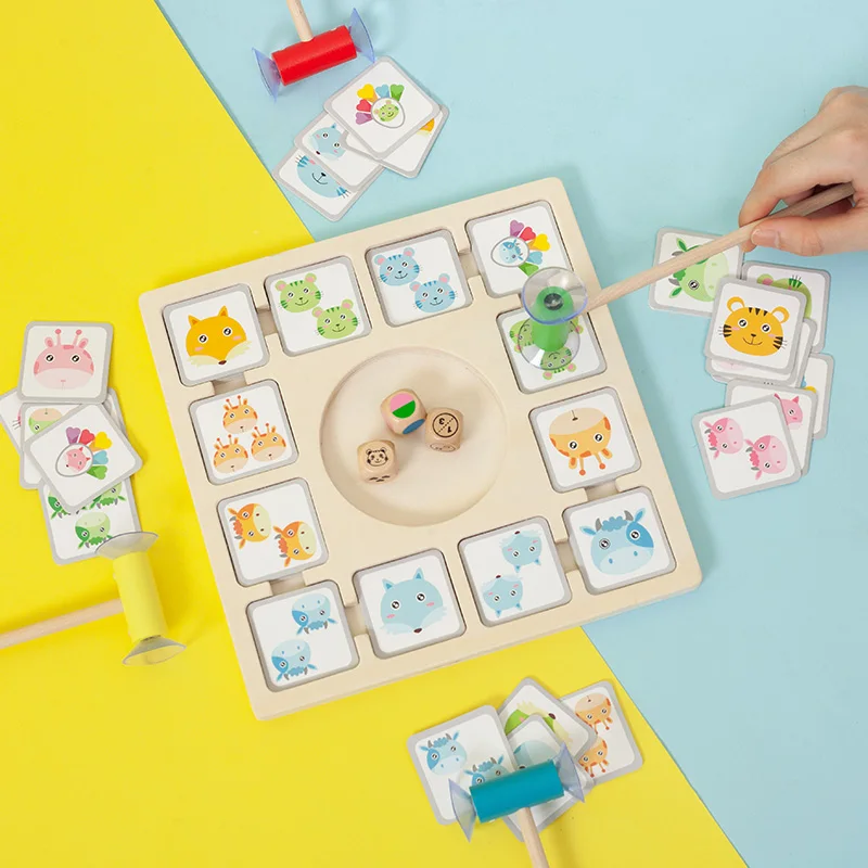 لعبة مغناطيسية مطابقة الحيوانات للتعلم المبكر - ألعاب تعليمية خشبية للأطفال لتفاعل تطوير المهارات الرقمية