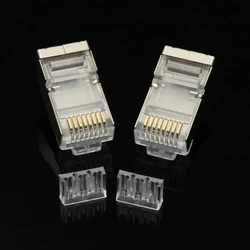 xintylink ethernet cable plug rj45 connector cat6 8P8C load bar metal shielded terminals gold plated network stp modular 50pcs