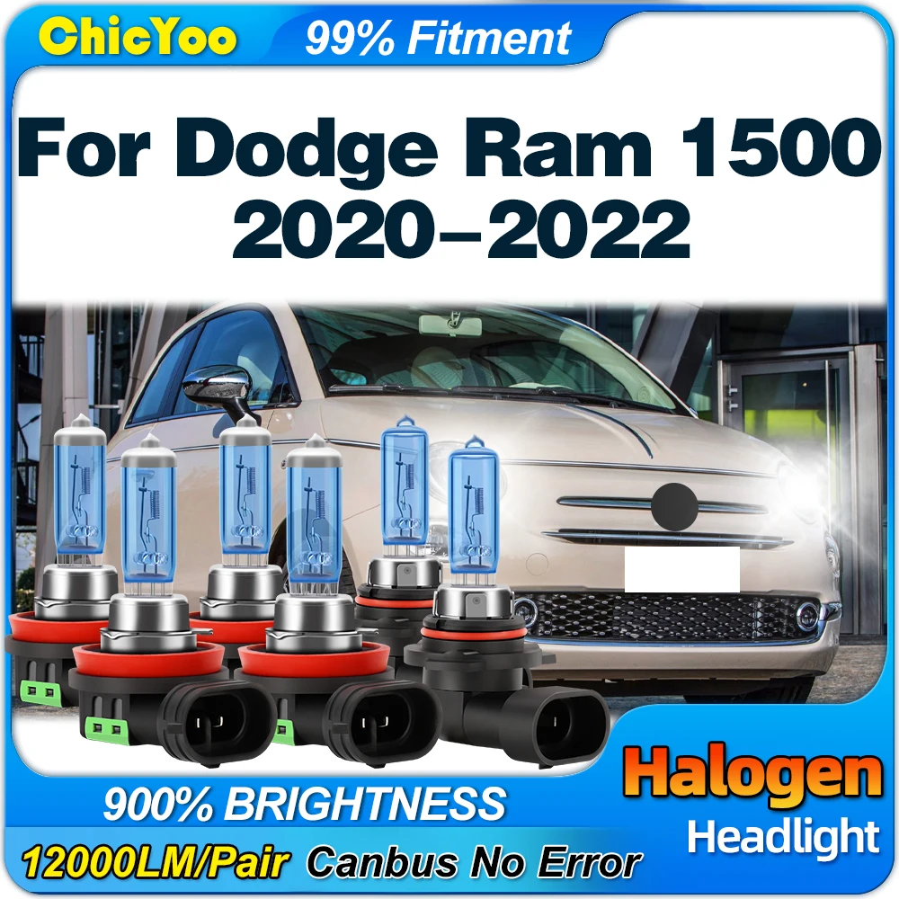 

12V 300W Car Halogen Headlight Bulbs 30000LM Auto Lamps Bulbs 6000K Super White Fog Lights For Dodge Ram 1500 2020 2021 2022