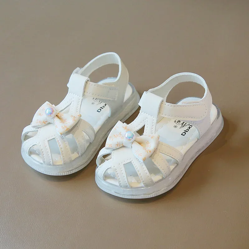 

New Toddler Girls Sandals Summer Sweet Bowtie Kids Princess First Walker Sandals Fashion Causal Cut-outs Children Beach Sandals