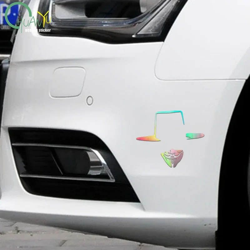 Cartoon V‑Shape Mask Vinyl Car Stickers Decals for Car Body Electric Motorcycle
