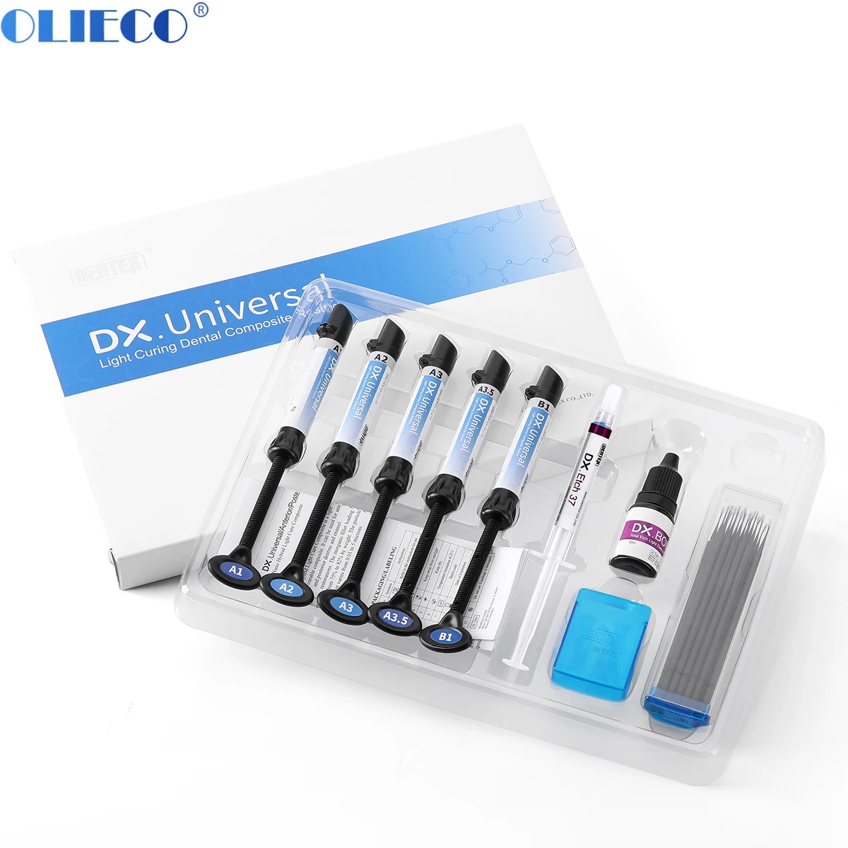 Light Cure Composite kit Resin A1,A2,A3,A3.5,B1 With Syringe Needles Etching Adhesive Etching Gel Applicators Brushes