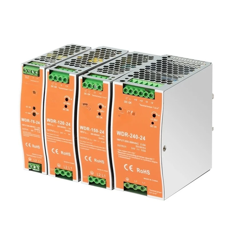 

WDR-75W/120W/150W/240W 220V to 24V Guide Rail Type 12V/48V DC Drive Stabilized EDR Transformer Switching Power Supply