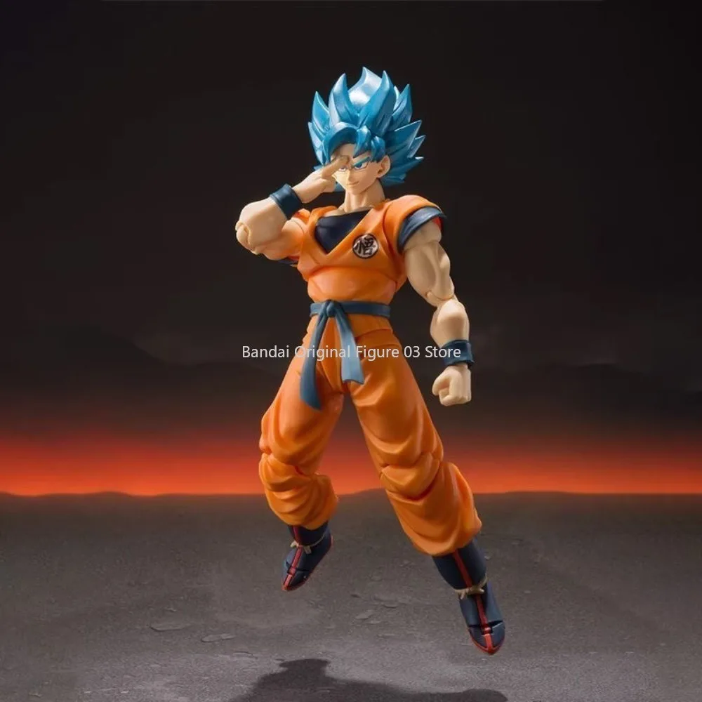 ในสต็อกOriginal Bandai Dragon Ball Z S.H.Figuarts Super Saiyanพระเจ้าBlue Son Gokou SHF Son Gokuสีฟ้า 16 ซม.Action Figure
