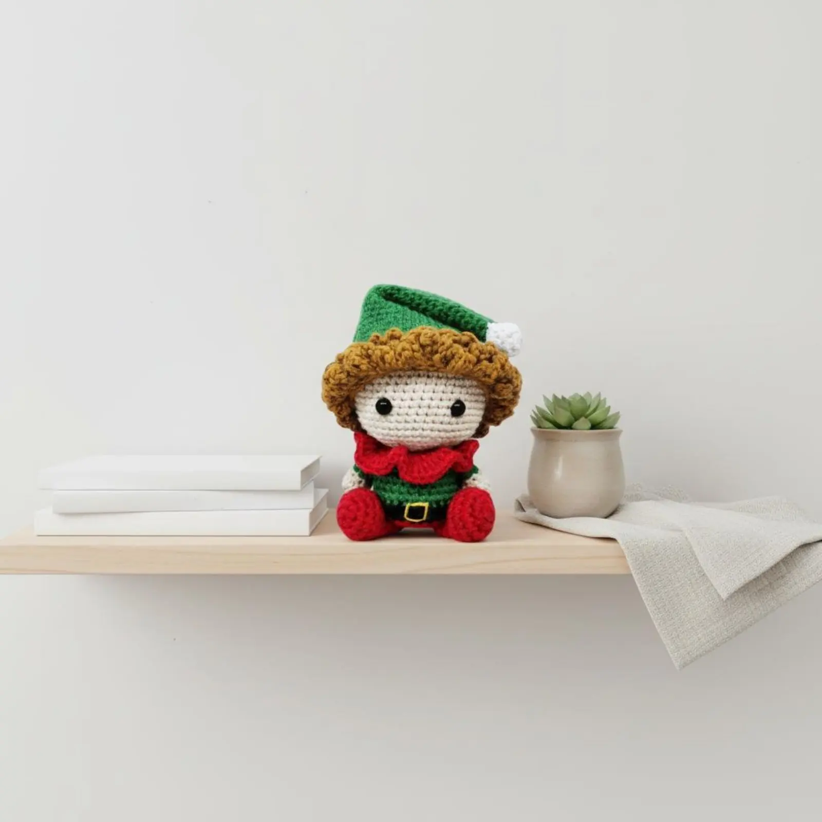 Kit para Hacer Muñecas de Hilo, Regalo Hecho a Mano, Kit de Ganchillo de Duende Navideño, Muñeco de Duende Amigurumi DIY para Adultos