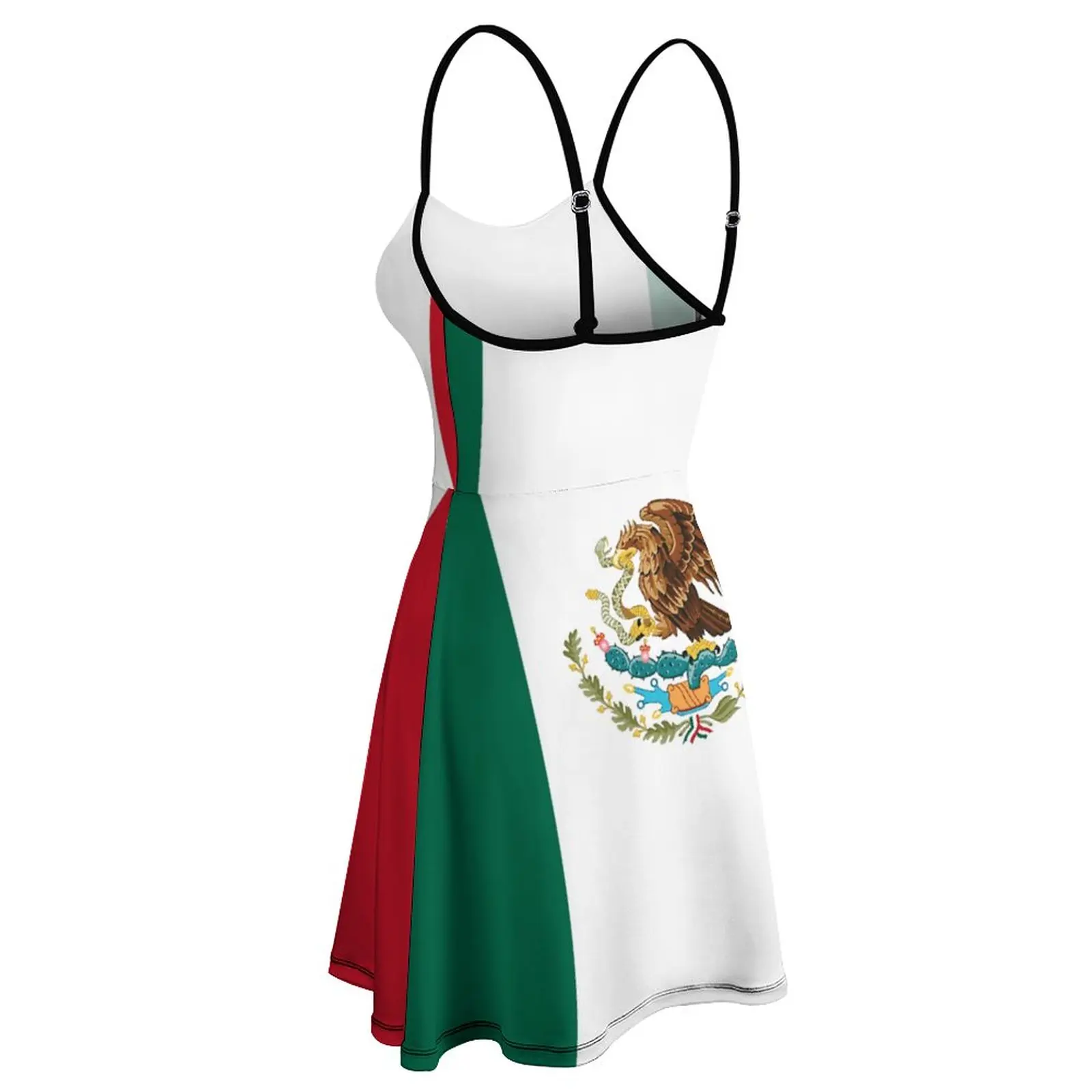 Mexican Flag Unique Sexy Woman\'s Clothing Women\'s Sling Dress Humor Graphic  Vacations Strappy Dress