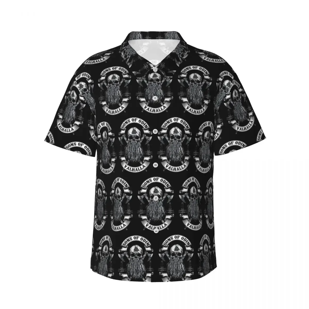 See You In Valhalla Skull Viking Men's Shirts Hawaiian Short Sleeve Shirt Fashion Button Tops for Summer Beach