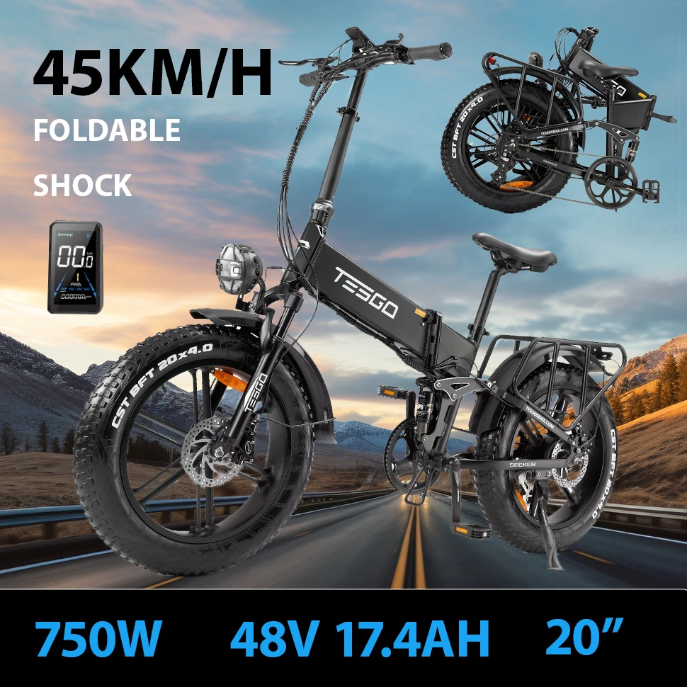 SEEKER Foldable Electric bicycle 750W 48V 17.5AH Maximum speed 45KM/H adults Professional shock absorber e bike electric bike