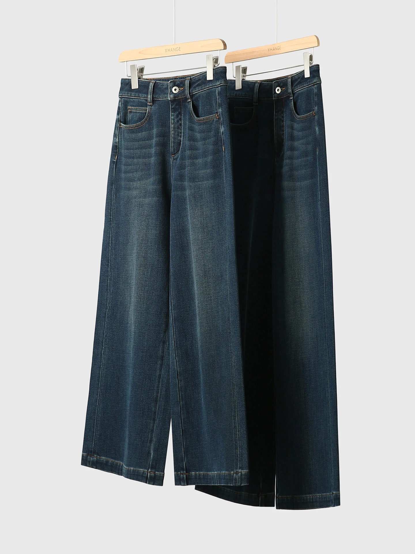 Jean droit doublé polaire pour femme, extensible dans les quatre sens, nouvelle collection automne-hiver, confortable, mélange de coton, chaud, pour le quotidien