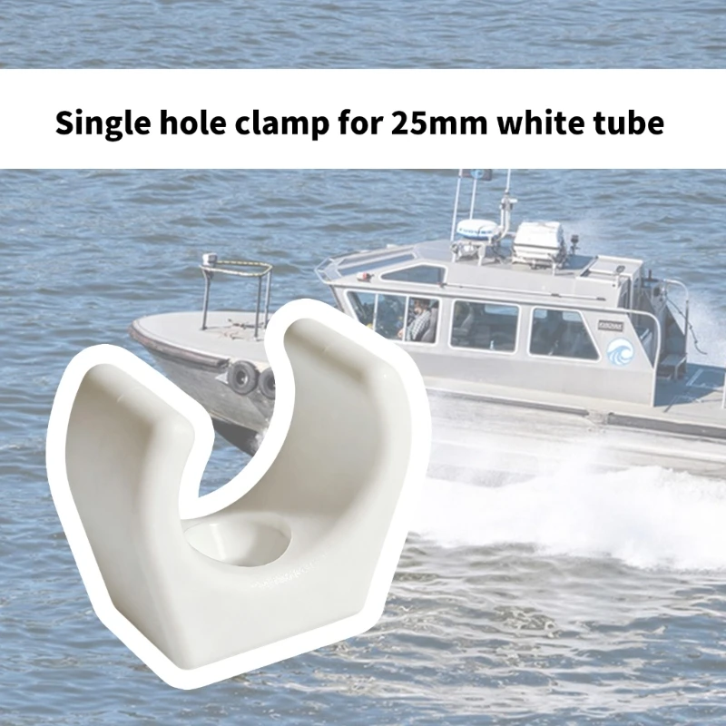 Marine Boats 25mm Round Tube Clip Bracket White Nylon U-Shaped Pipe Hose Hanger Support with Recessed Screw Mounting Hole