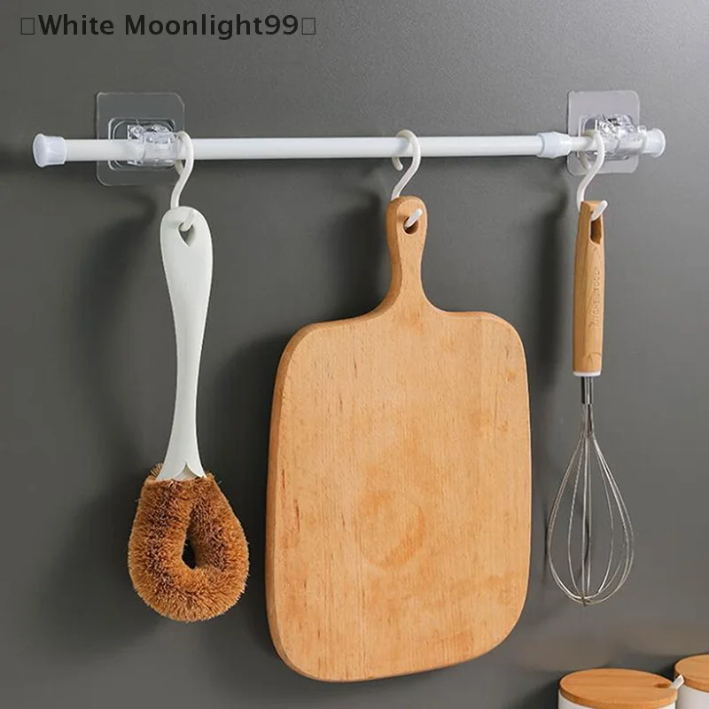 [أبيض] 30-90 سنتيمتر قضيب ستارة قابل للتعديل الربيع محملة للتمديد أقطاب تلسكوبية الحمام بار دش لا الحفر قضبان معلقة