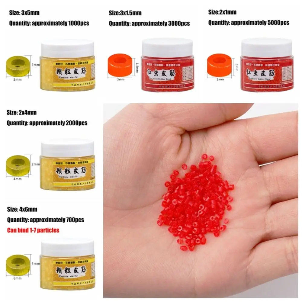 

5000pcs Elastic Fishing Rubber Bait Bands Rubber Latex Raw Material Blood Worm Baits Elastic Band Red Yellow Fishing Tools