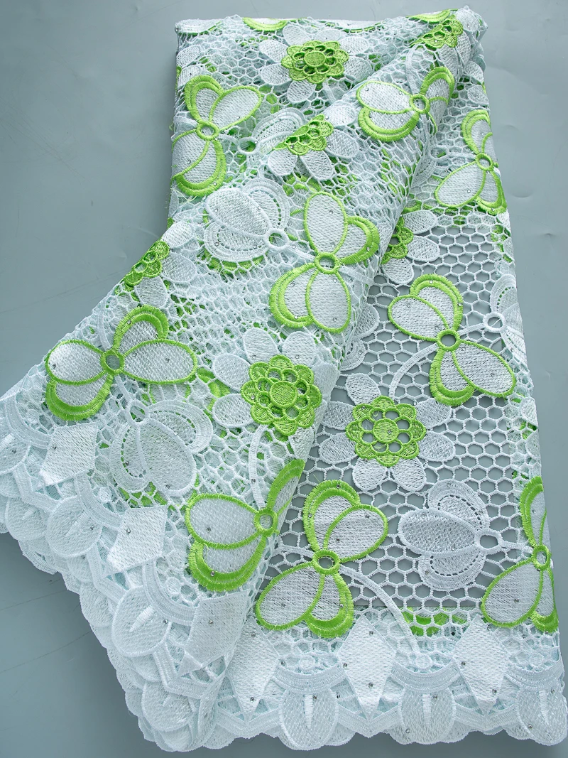 

African Cord Lace Fabric Knitted 5Yards 2025 High Quality Nigerian Stones Water Soluble Lace Material For Women Party Dress 4508
