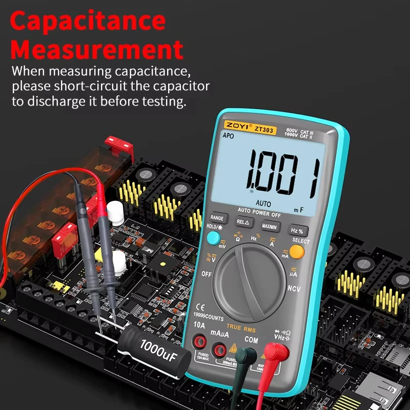 ZOYI Digital Multimeter 19999 High Precision True RMS Auto Range Ammeter Voltmeter Smart Capacitor Temperature NCV Ohm Hz Tester