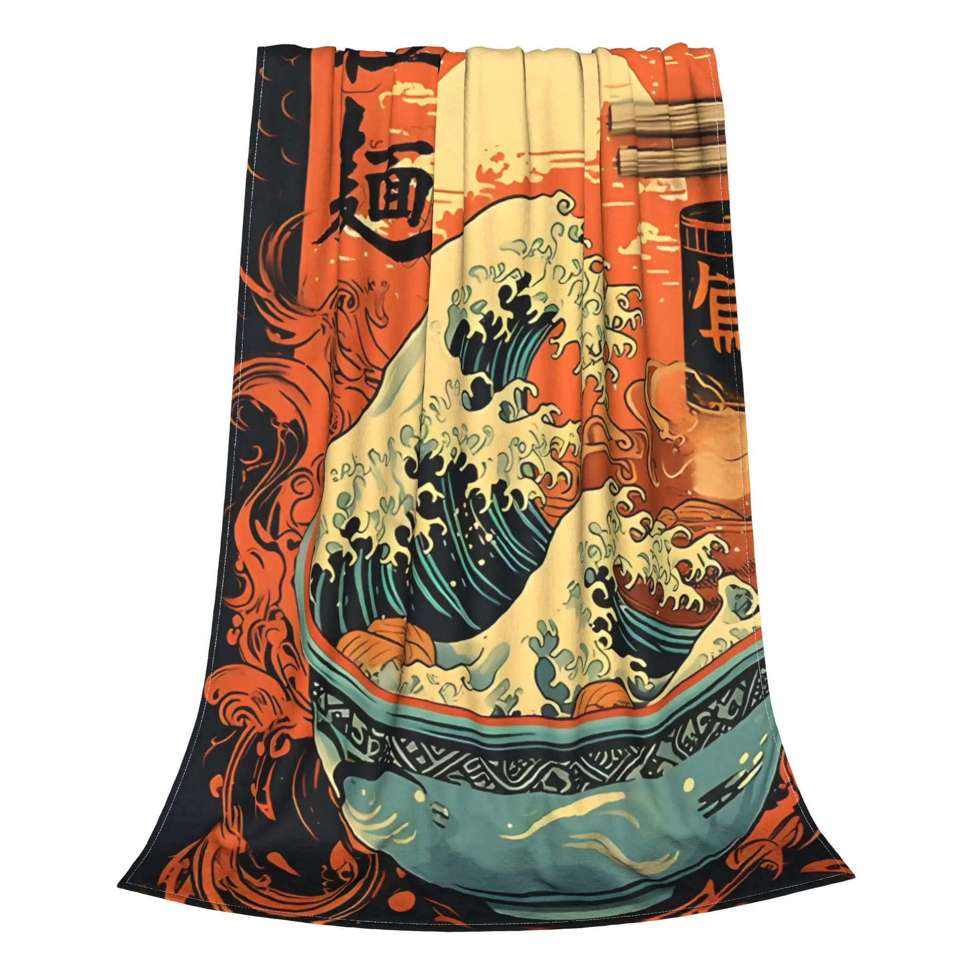 1PC Home Cutecore Great Ramen Wave Kaiju Monster Blanket Super Cosy Plush Home Living Room Sofa Halloween