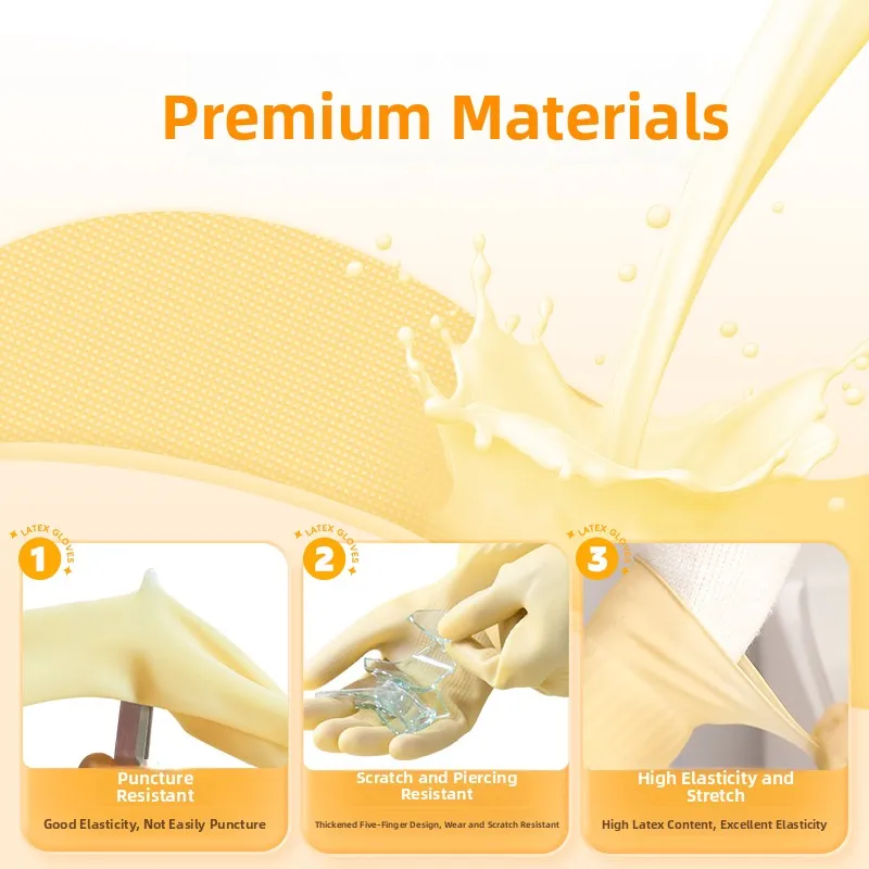 قفازات Thiened المطاطية Diwaing للنساء المطبخ الغسيل المنزلي Durabili قفازات مقاومة للماء باللون الأحمر الشرقي