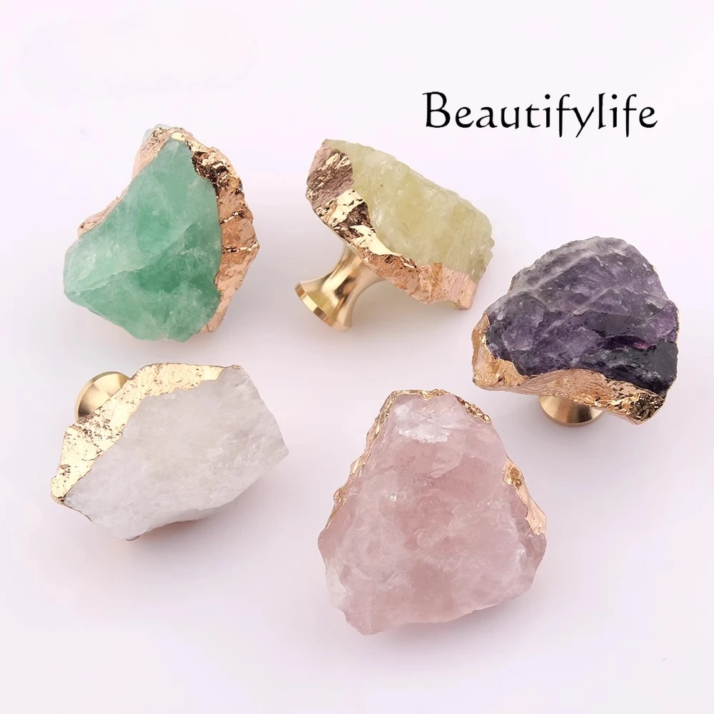 

New light luxury custom natural ore pure copper handle, drawer, wardrobe door, furniture box handle, fire paint handle