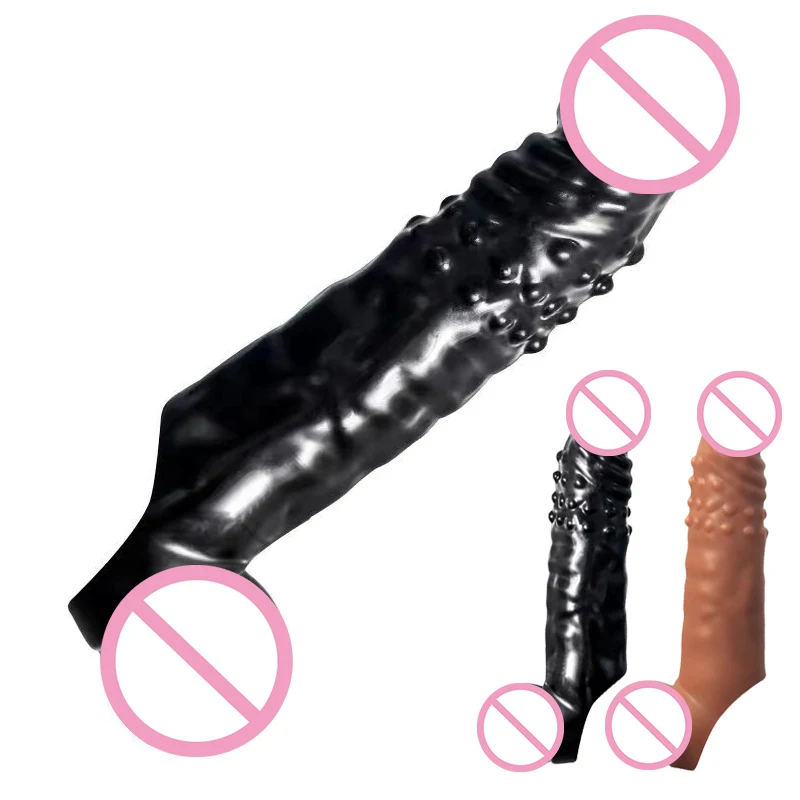 

6CM Extended Reusable Big Penis Sleeve Extender Condom Dick Extension Cock Cage Sex Toys For Men Enlargement Time Delay Sexshop