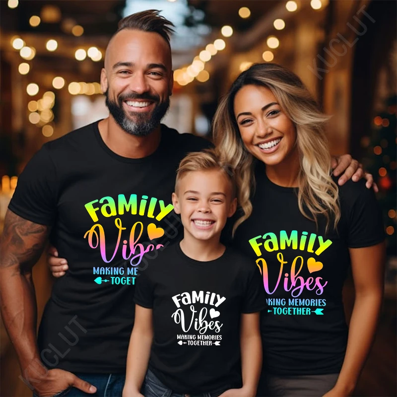 Family Vibes 2025 Unisex T-shirts Kids Outfits Family Matching Tops Cruise Vacation Tshirts Vacay Making Memories Together Tees