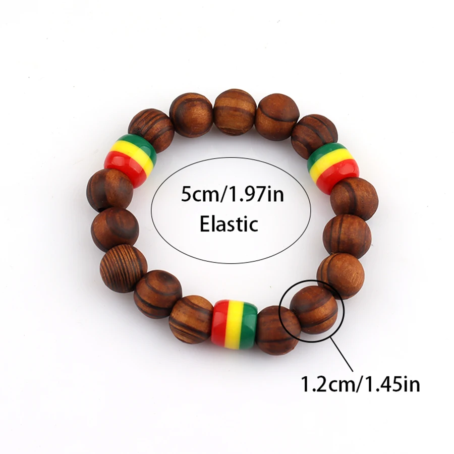 5pcs/lot Rasta wooden beaded bracelets can mixed colors